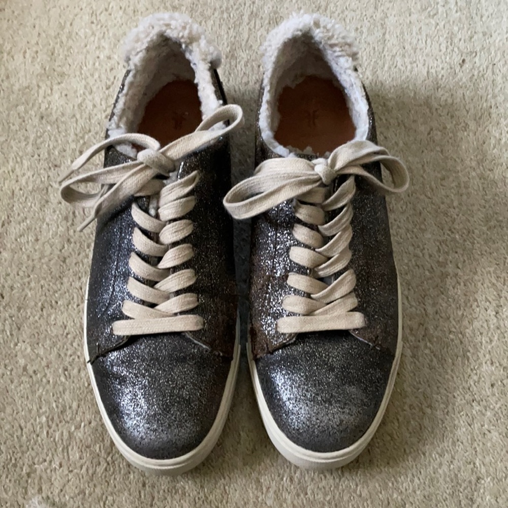 Frye Gray sparkle casual sneakers